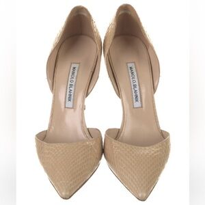 Manolo Blahnik Beige Pointed-Toe D'Orsay Heels